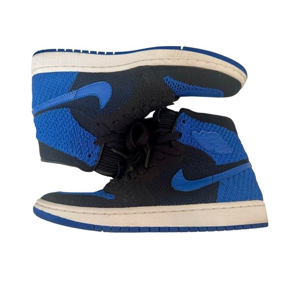 NIKE AIR JORDAN 1 Retro Flyknit BG Black Royal Blue Size 6Y 38.5 NEW IN BOX - Picture 11 of 14